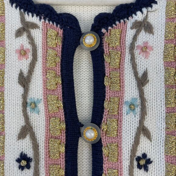 Vintage Embroidered Sweater Cardigan M EUC - Picture 4 of 8